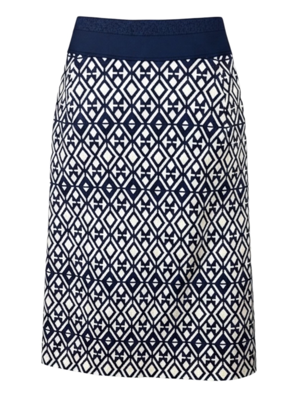 NWT Mario Serrani Navy White Geometric Pattern Pencil Skirt (M)